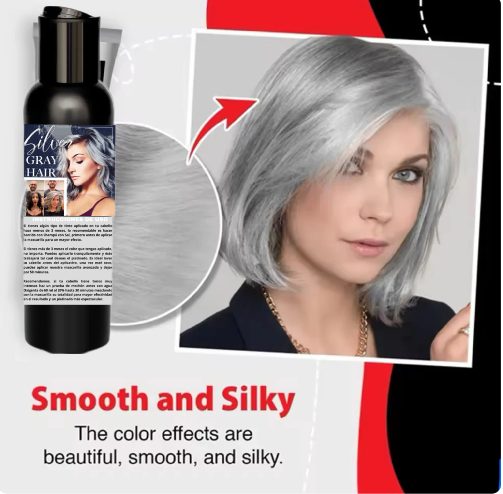 👩🏻🦳✨sin decolorar😍gris Mascarilla adaptable cualquier cabello