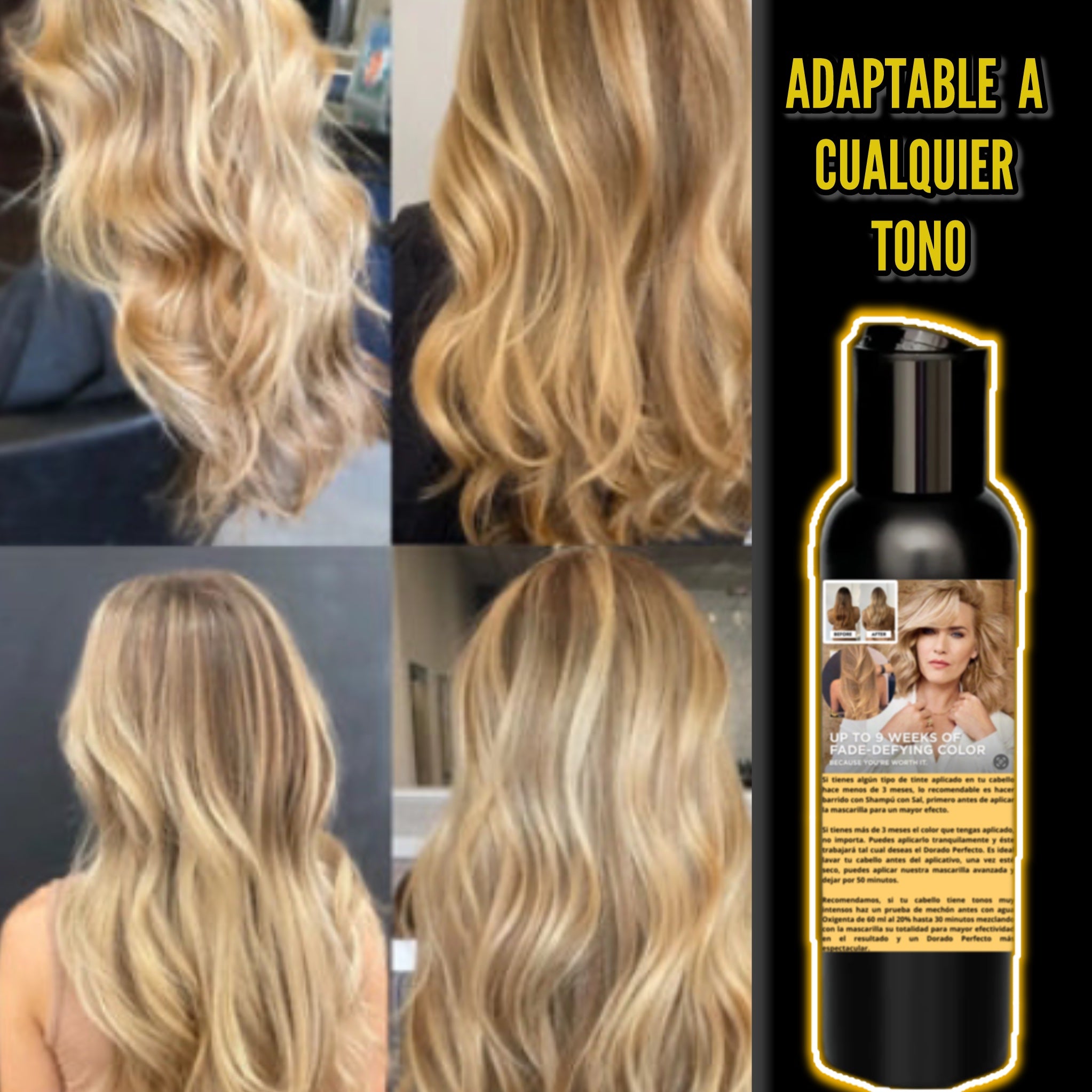 ✨Mascarilla Dorado✨sin decolorar Adaptable para Cualquier Cabello🔥