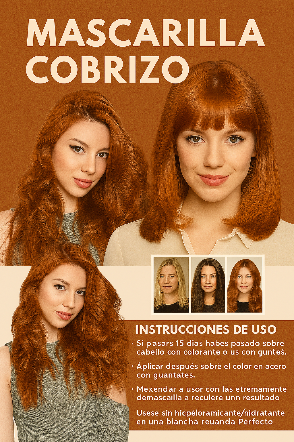 Mascarilla cobrizo😍para cualquier cabello - sin decolorar🔥