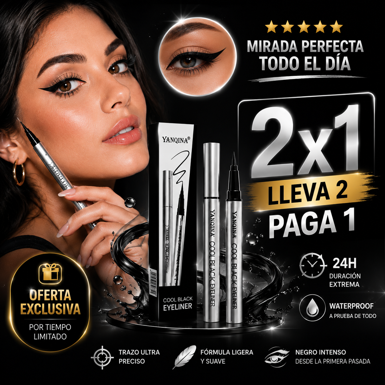 🔥 Delineado Profesional en Segundos: Waterproof, Preciso y de Larga Duración