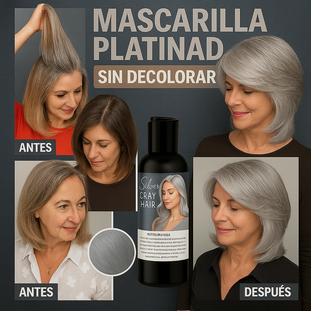 🥰Mascara Gris Plata👩‍🦳sin decolorar y hazlo desde casa al instante