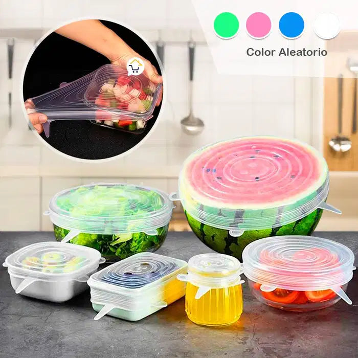 TAPAS SILICONAS X6 PCS MULTI-USOS  🥘– (GRATIS LIBRO RECETAS & POSTRES) ⭐⭐⭐⭐⭐